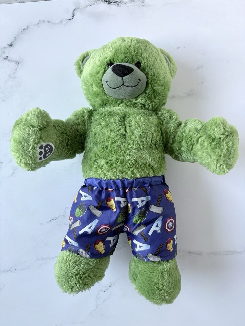 Build A Bear Hulk Avengers Bear Plush Green 17" 2014 Stuffed Animal BAB Retired